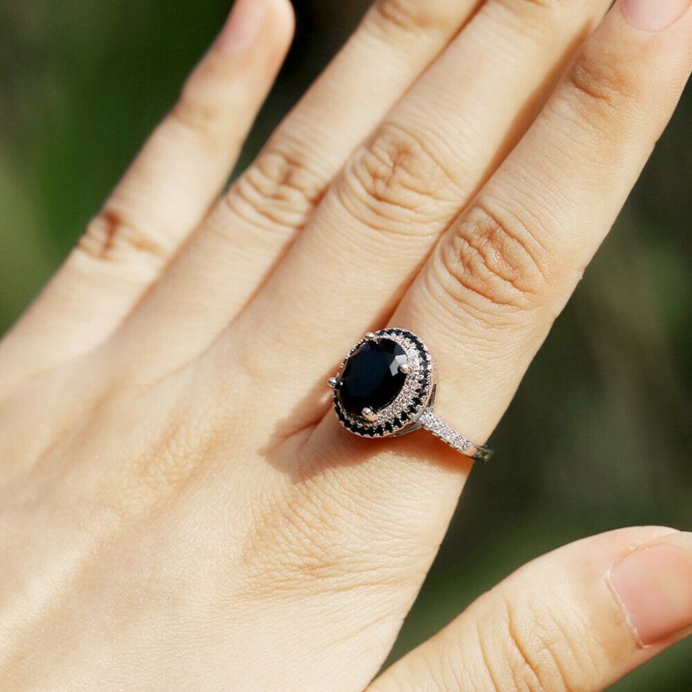 Silver Black Sapphire Ring - Picture 3 of 3